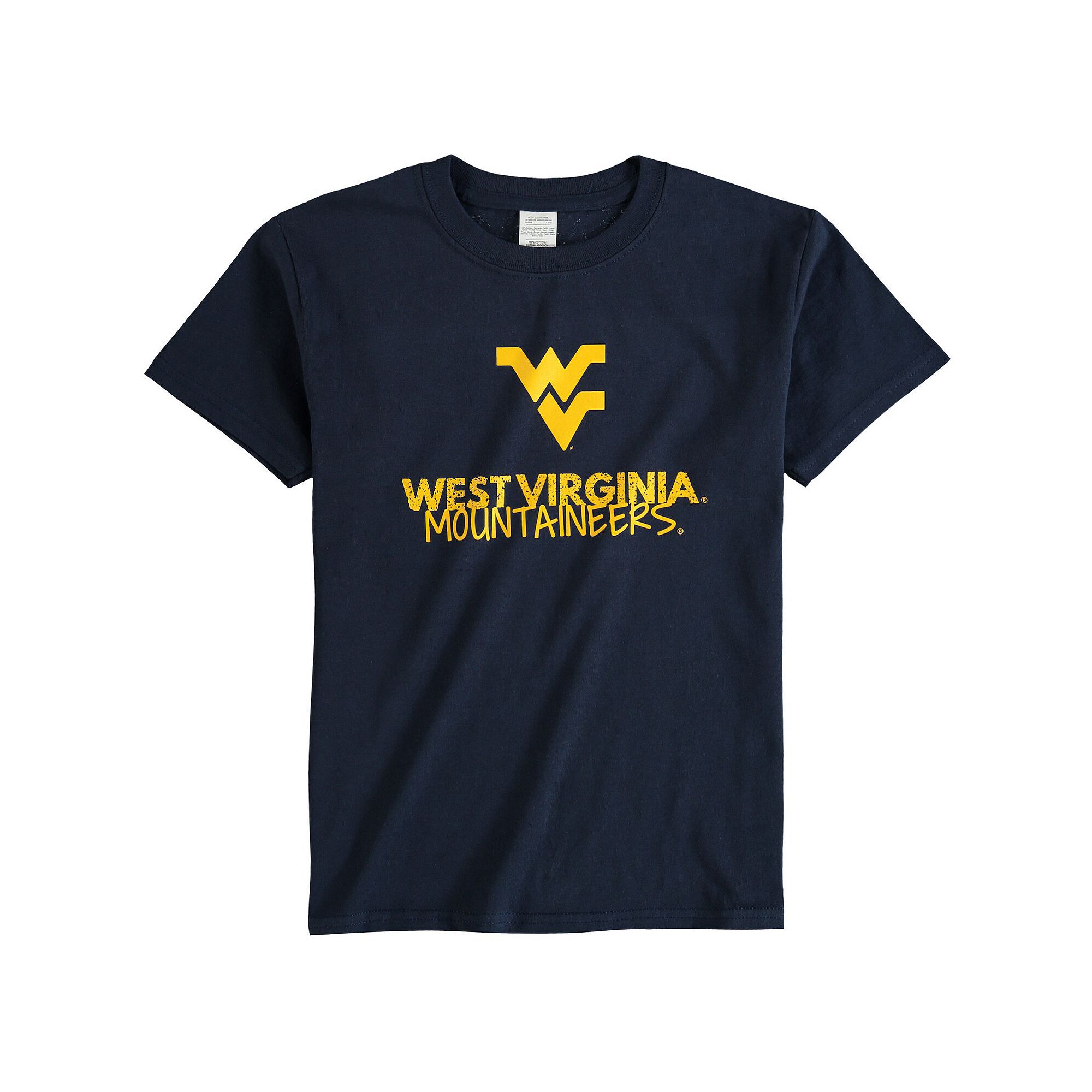 Youth Navy West Virginia Mountaineers Crew Neck T-Shirt, Boys, Size: YTH L