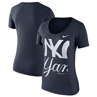 Women's Nike Navy New York Yankees Stack Logo Scoop Neck T-Shirt