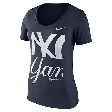 Women's Nike Navy New York Yankees Stack Logo Scoop Neck T-Shirt