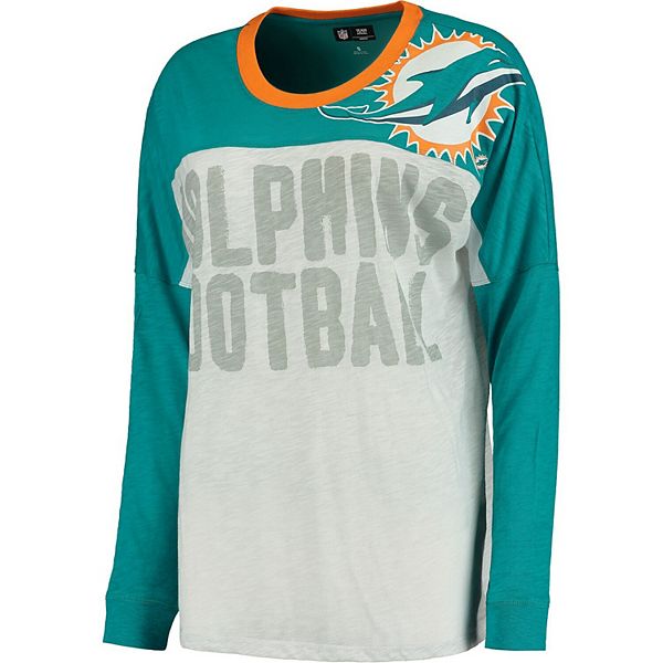 Women's Miami Dolphins G-III 4Her by Carl Banks Aqua Plus Size Linebacker  T-Shirt