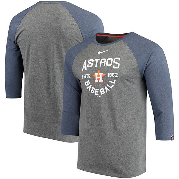 Men's Houston Astros Nike Navy Local Phrase Tri-Blend 3/4-Sleeve