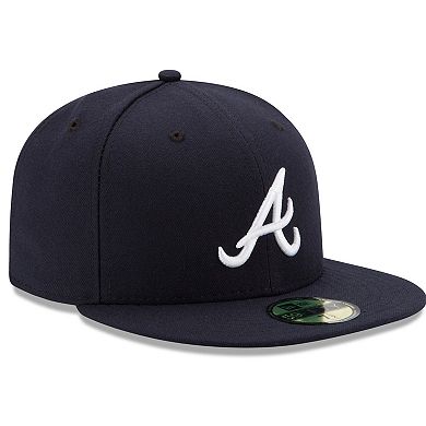 Men's New Era Navy Atlanta Braves Road Authentic Collection On-Field 59FIFTY Fitted Hat