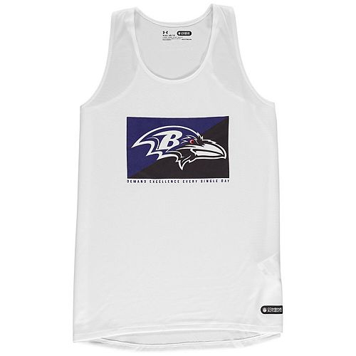 Girls Youth Under Armour White Baltimore Ravens Split Logo Tank Top