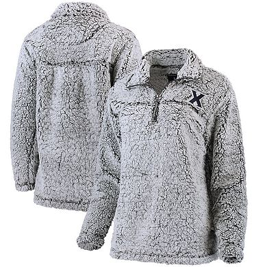 Women's Gray Xavier Musketeers Sherpa Super Soft Quarter Zip Pullover Jacket