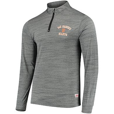 Men's Stitches Heathered Charcoal San Francisco Giants Twisted Yarn Quarter-Zip Pullover Jacket