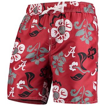 Men's Wes & Willy Crimson Alabama Crimson Tide Floral Volley Swim Trunks