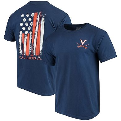 Men's Navy Virginia Cavaliers Baseball Flag Comfort Colors T-Shirt