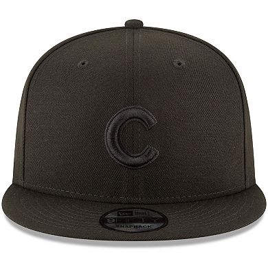 Chicago Cubs New Era Black on Black 9FIFTY Team Snapback Adjustable Hat - Black