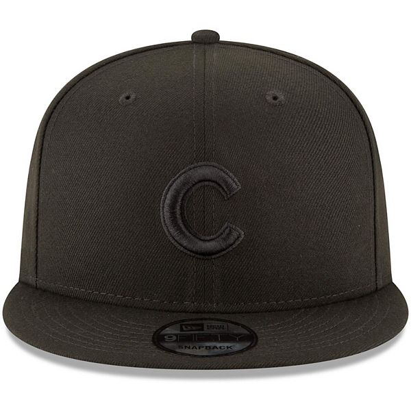 Chicago Cubs New Era Black on Black 9FIFTY Team Snapback Adjustable Hat ...
