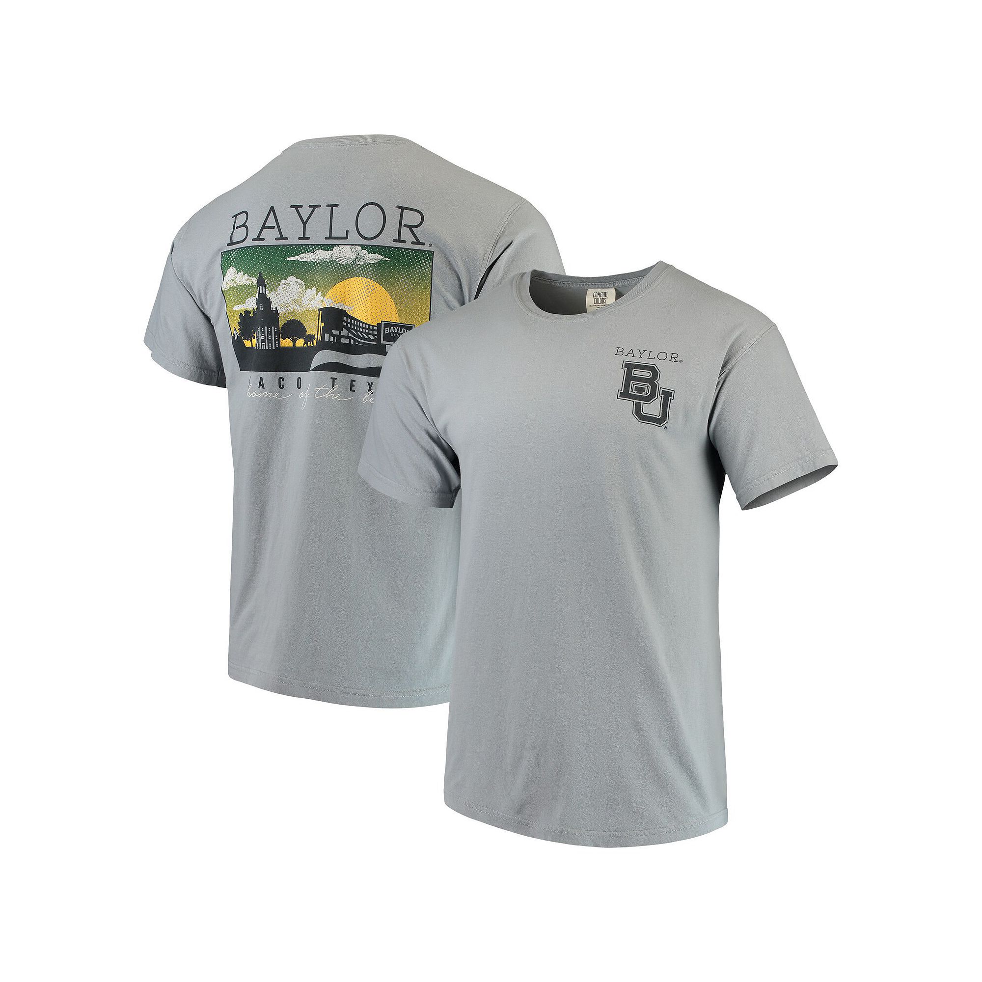 Mens Gray Baylor Bears Team Comfort Colors Campus Scenery T-Shirt, Size: S