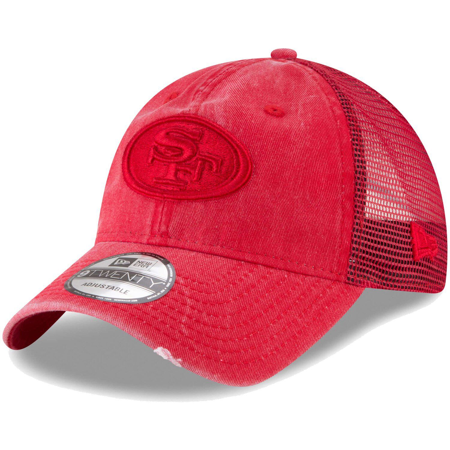 men's san francisco 49ers new era scarlet shanahan square trucker