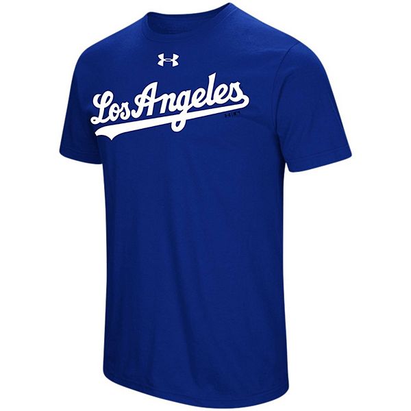 Men's Under Armour Royal Los Angeles Dodgers Passion Road Team Font T-Shirt