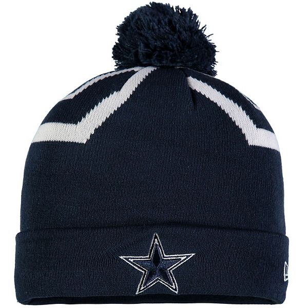 Youth New Era Navy Dallas Cowboys Team Logo Whiz 3 Cuffed Knit Hat with Pom