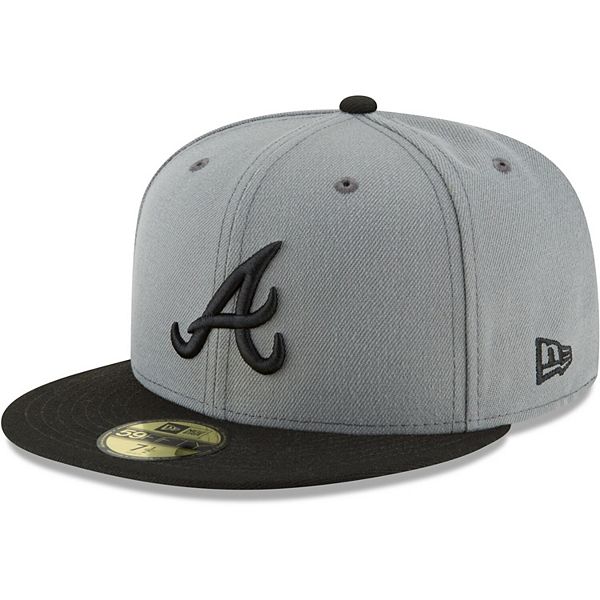 Vintage Atlanta Braves Grey Fitted Cap 7 1/2 - Depop