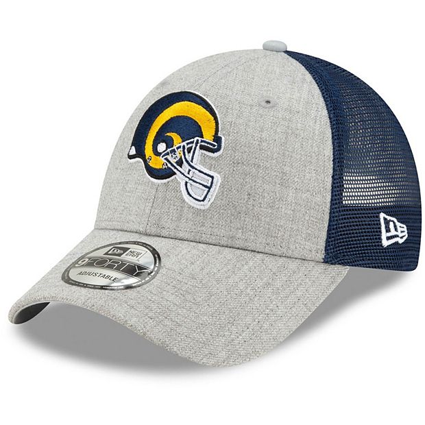 Men's New Era Heathered Gray/Navy Los Angeles Rams Helmet Logo Turn 9FORTY  Adjustable Snapback Hat