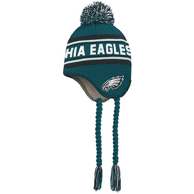 Youth Midnight Green/Black Philadelphia Eagles Jacquard Tassel Knit Hat  with Pom