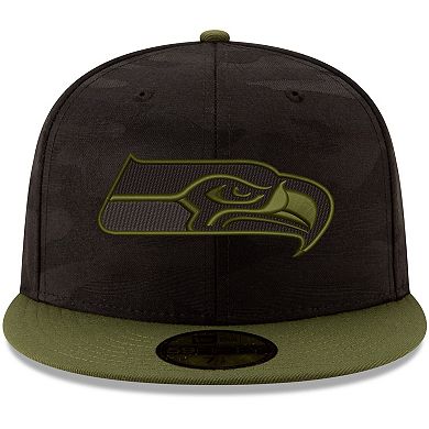 Men's New Era Black/Olive Seattle Seahawks Camo Royale 59FIFTY Fitted Hat