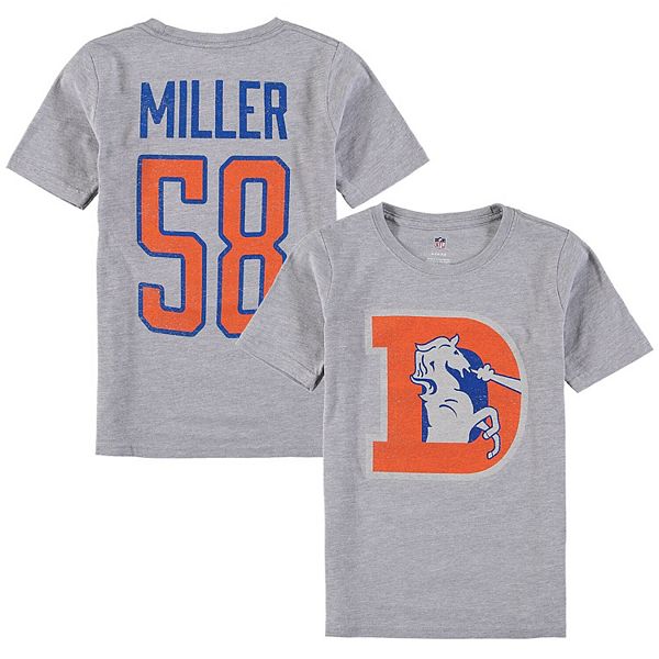 Youth Von Miller Heathered Gray Denver Broncos Vintage Distressed