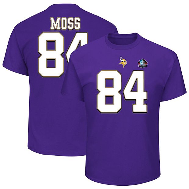 Men's Majestic Randy Moss Purple Minnesota Vikings Big & Tall Hall of Fame  Name & Number