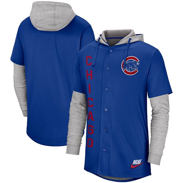 Men's Nike Royal Chicago Cubs Jersey Button-Up Hoodie