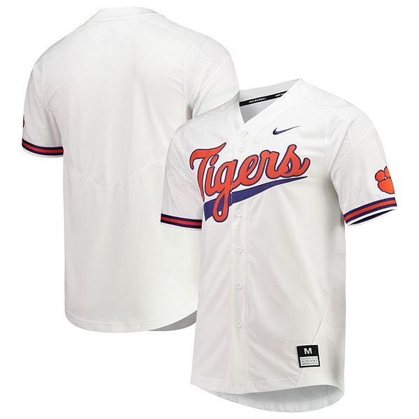 Men's Nike White Clemson Tigers Replica Full-Button Baseball Jersey