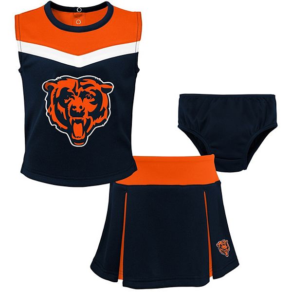 Girls Toddler Navy/Orange Chicago Bears Two-Piece Spirit Cheerleader Set  with Bloomers