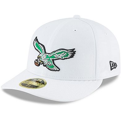 Men's New Era White Philadelphia Eagles Throwback Logo Omaha Low Profile 59FIFTY Fitted Hat