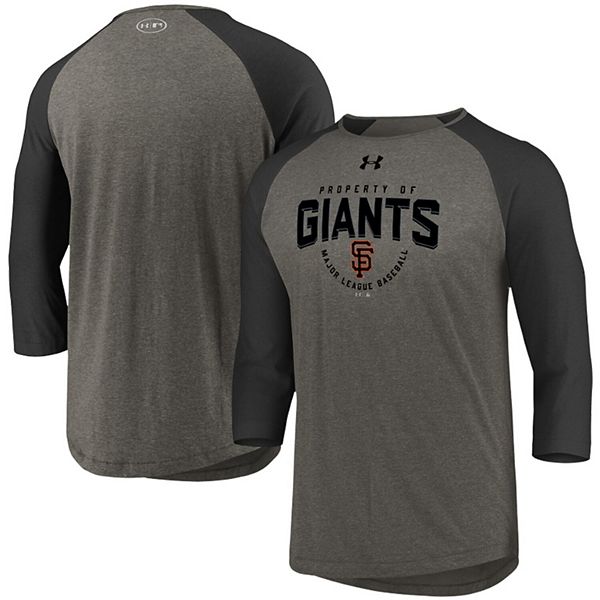 Men's Under Armour Gray/Black San Giants Tri-Blend Raglan 3/4-Sleeve T-Shirt