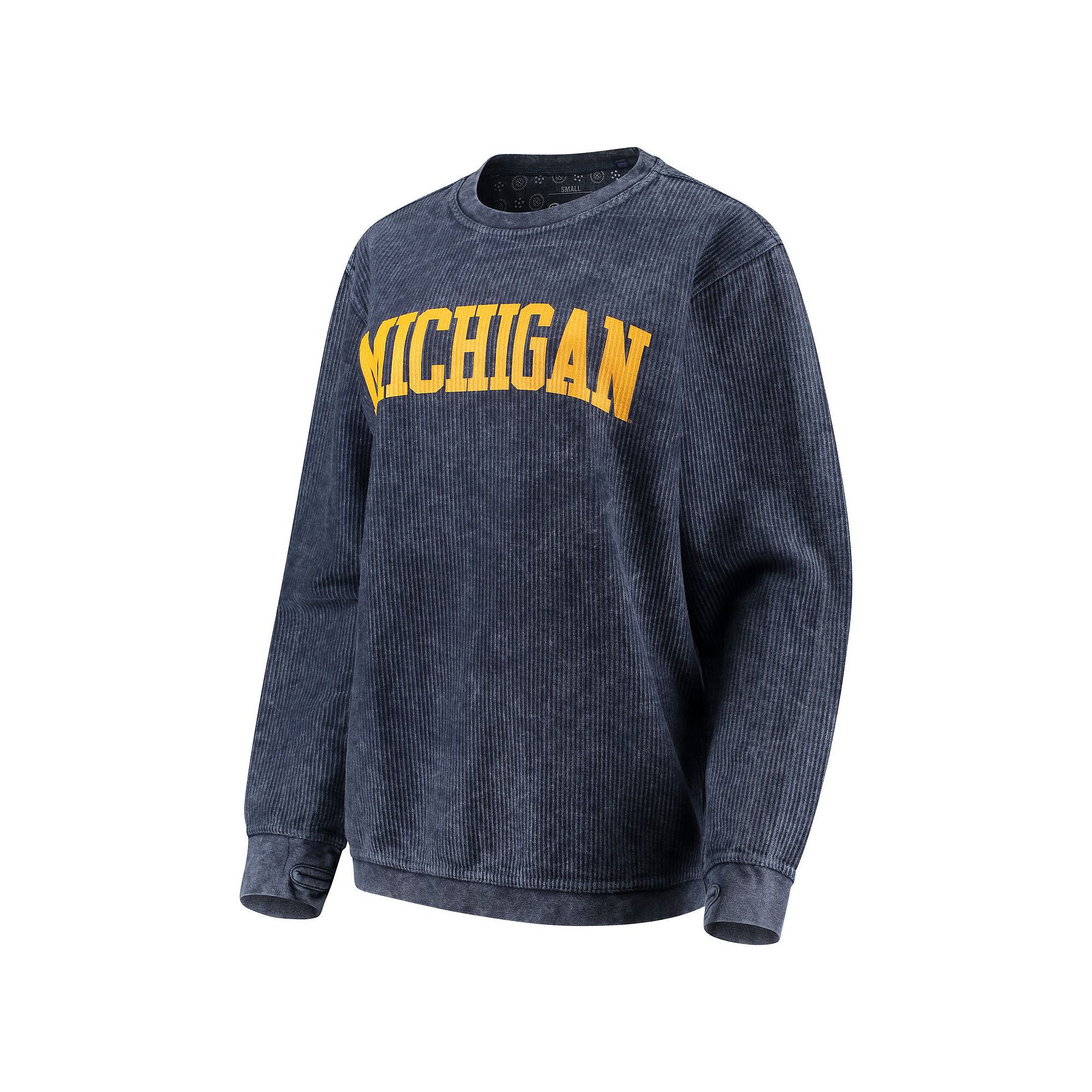 Womens Pressbox Navy Michigan Wolverines Comfy Cord Vintage Wash Basic Arc