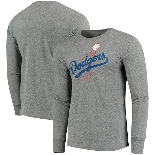 Los Angeles Dodgers Majestic Threads Cooperstown Collection 3/4-Sleeve  Raglan Tri-Blend T-Shirt - Heathered Gray/Roya…