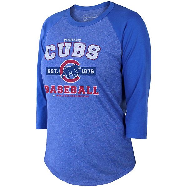 Women's Majestic Threads Royal Chicago Cubs Tri-Blend 3/4-Sleeve