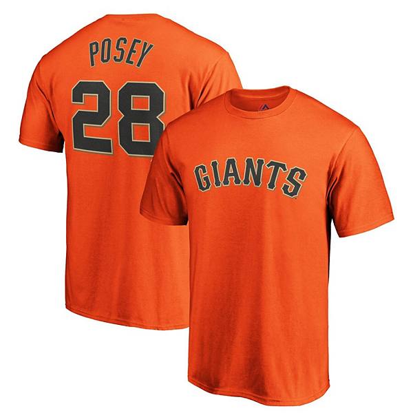 Youth San Francisco Giants Buster Posey Majestic Orange Player Name &  Number T-Shirt