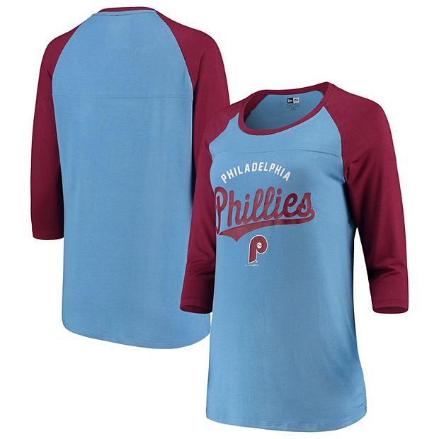 Philadelphia Phillies Womens Red Triblend 3/4 Raglan Crew Neck LS Tee