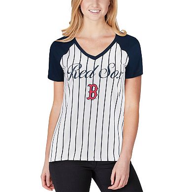 Women's Concepts Sport White/Navy Boston Red Sox Vigor Pinstripe T-Shirt