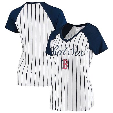 Women's Concepts Sport White/Navy Boston Red Sox Vigor Pinstripe T-Shirt