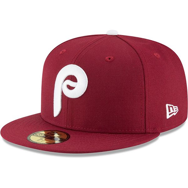 New Era Philadelphia Phillies White/Burgundy Cooperstown Collection 59FIFTY  Fitted Hat