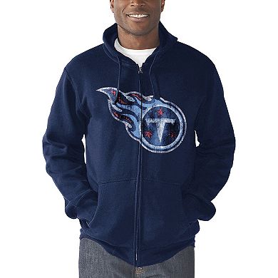 Men's G-III Sports by Carl Banks Navy Tennessee Titans Primary Logo Full-Zip Hoodie
