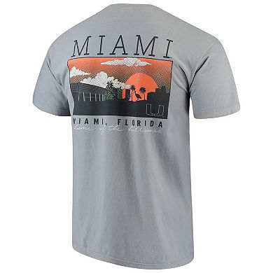 Men's Gray Miami Hurricanes Comfort Colors Campus Scenery T-Shirt