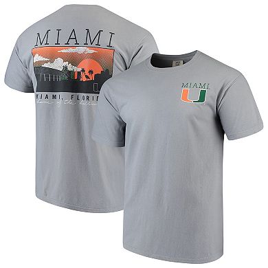 Men's Gray Miami Hurricanes Comfort Colors Campus Scenery T-Shirt