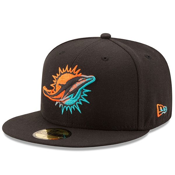Men's New Era Black Miami Dolphins Color Dim 59FIFTY Fitted Hat