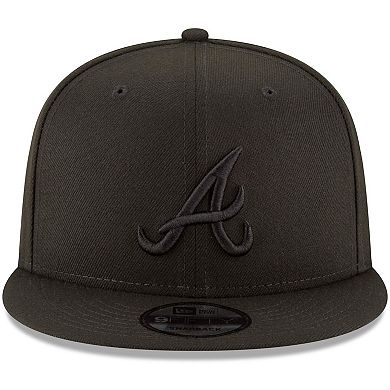 Atlanta Braves New Era Black on Black 9FIFTY Team Snapback Adjustable Hat - Black