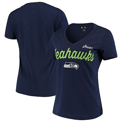 Women's G-III 4Her by Carl Banks Navy Seattle Seahawks Post Season V-Neck T-Shirt