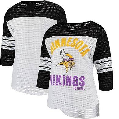 Women's G-III 4Her by Carl Banks White/Black Minnesota Vikings First Team 3/4-Sleeve Mesh T-Shirt