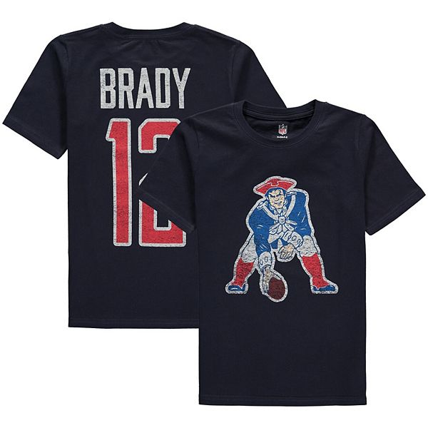 Youth Tom Brady Navy New England Patriots Vintage Distressed Name & Number T-Shirt