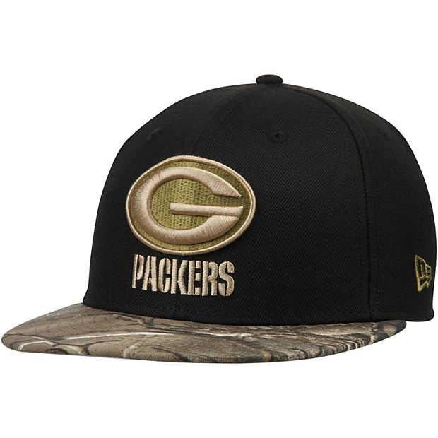 Men's New Era Black Green Bay Packers Camo 59FIFTY Fitted Hat