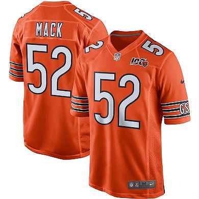Men's Nike Khalil Mack Orange Chicago Bears 100th Season Game Jersey