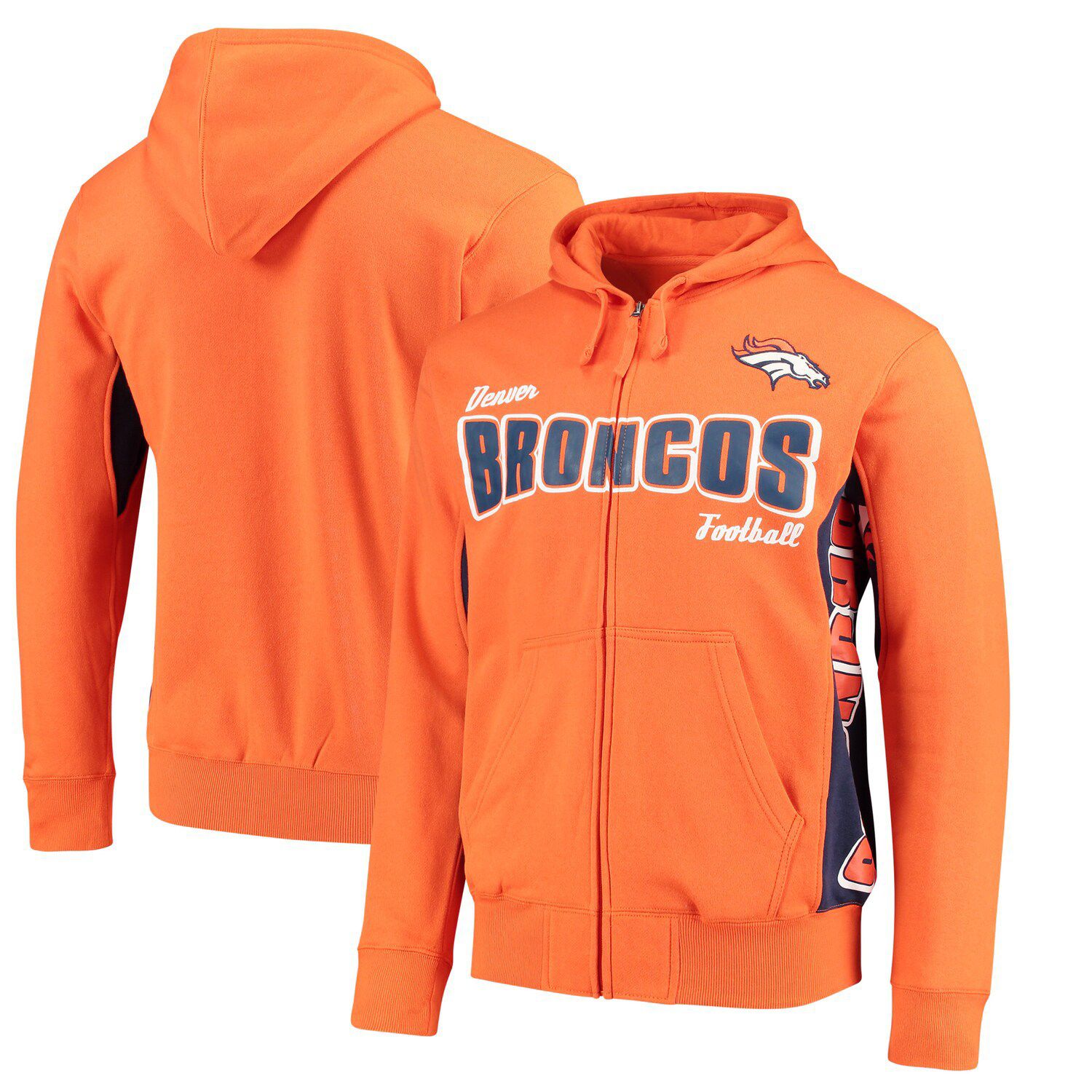 Navy Denver Broncos Player Full-Zip Hoodie