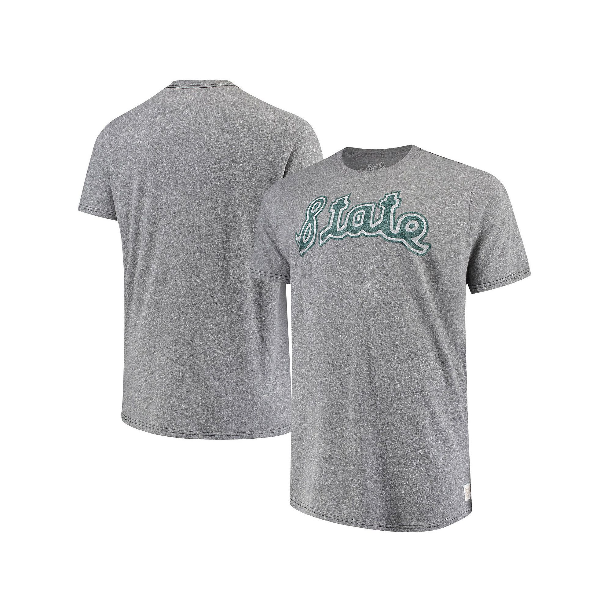 Mens Original Retro Brand Gray Michigan State Spartans Big & Tall Tri-Blen