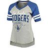 Women's G-III 4Her by Carl Banks Heathered Gray/Royal Los Angeles Dodgers Goal Line T-Shirt
