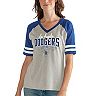 Women's G-III 4Her by Carl Banks Heathered Gray/Royal Los Angeles Dodgers Goal Line T-Shirt